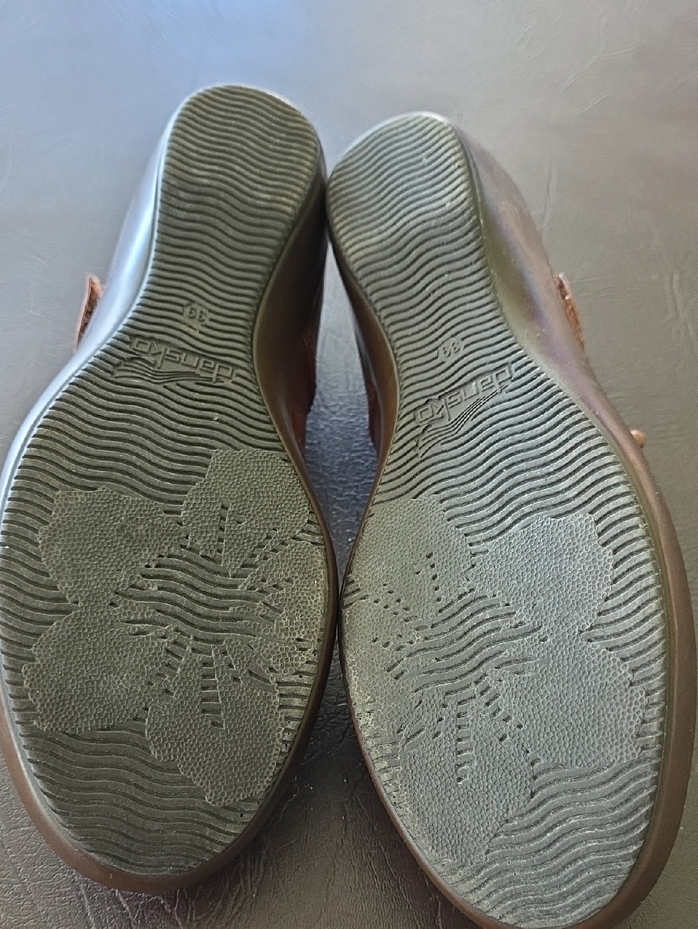 Dansko Brown Leather Mary Jane Flats with Knotted Cross Strap - Picture 5 of 8
